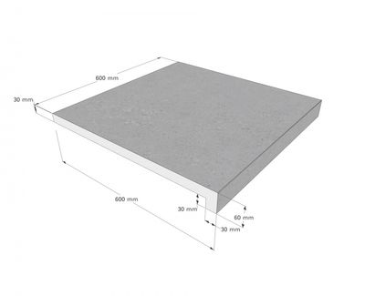 Kantstein Granitt SYDNEY, Rett 600x600x30/60mm (stk)         